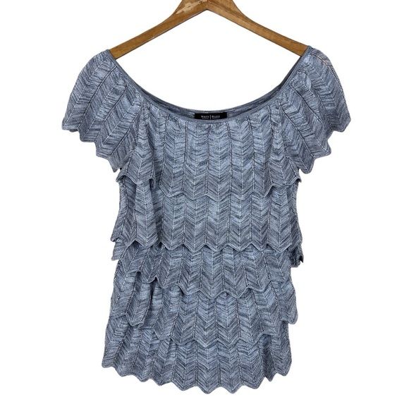 White House Black Market Tops - White House Black Market Silver Cap Sleeve Blouse Womens Size S